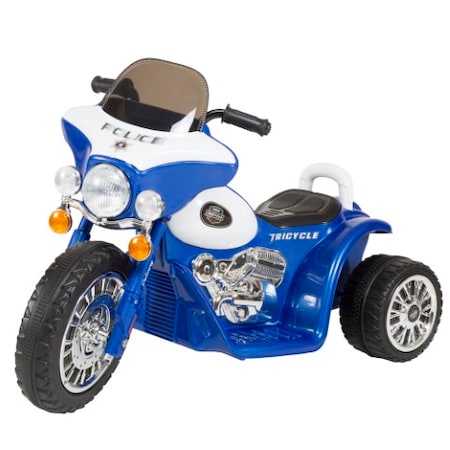 Toy Time Ride On 3 Wheel Mini Motorcycle Police Car, Battery Powered, Boys and Girls, 2-5 Year Old, BLue 795892PBU